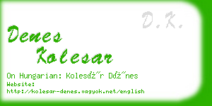 denes kolesar business card